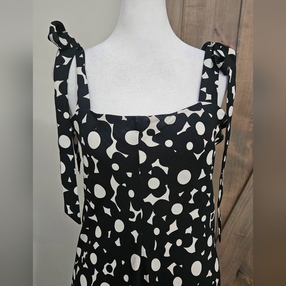 Anthropologie HUTCH Flounced Shoulder-Tie Midi Dress Black/white. Size Med - Picture 9 of 16